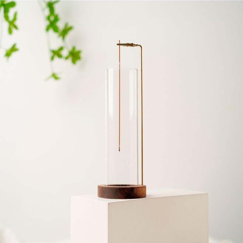 Incense Holder for Sticks, Anti-Ash Flying Incense Burner with 30 Incense Sticks, Detachable Glass Ash Catcher (Wood, Brown) - Image 4