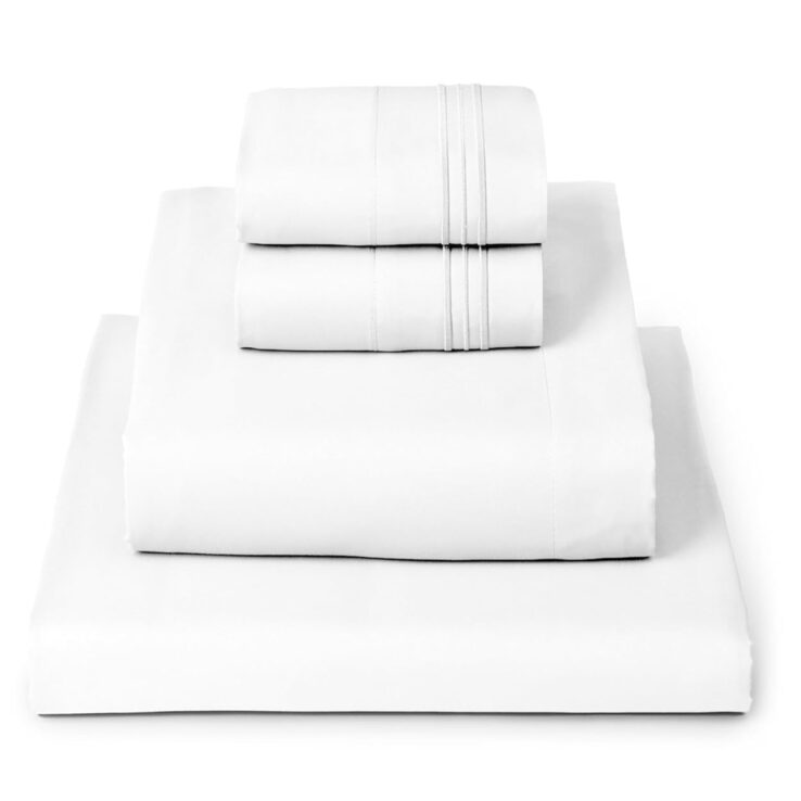 Mellanni Queen Sheets Set - 4 PC Iconic Collection Bedding - Hotel Luxury, Extra Soft, Cooling Bed Sheets - Wrinkle, Fade, Stain Resistant (Queen, White)