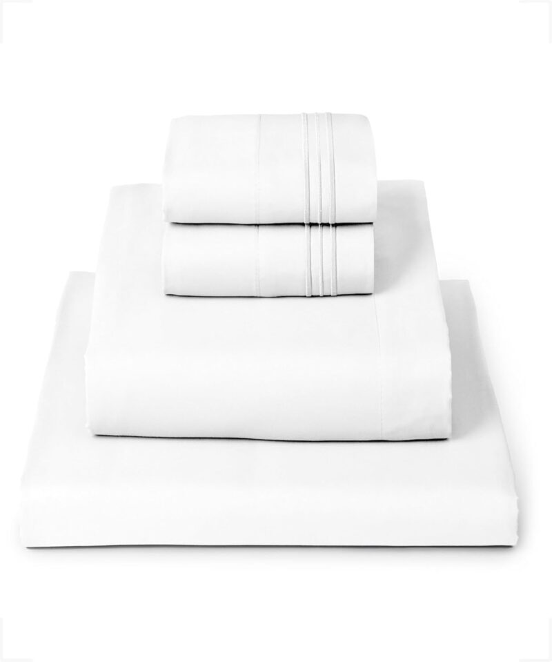 Mellanni Queen Sheets Set - 4 PC Iconic Collection Bedding - Hotel Luxury, Extra Soft, Cooling Bed Sheets - Wrinkle, Fade, Stain Resistant (Queen, White)