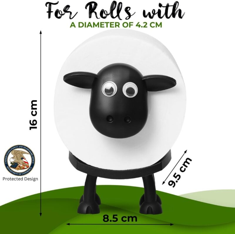 VELENTI Sheep Toilet Roll Holder - Funny Toilet Paper Holder Free Standing Bathroom Set - 3D Printed Black Sheep Loo Roll Holder - Hilarious Tissue Paper Roll Storage - Cute Bathroom Decor - Set of 3 - Image 3