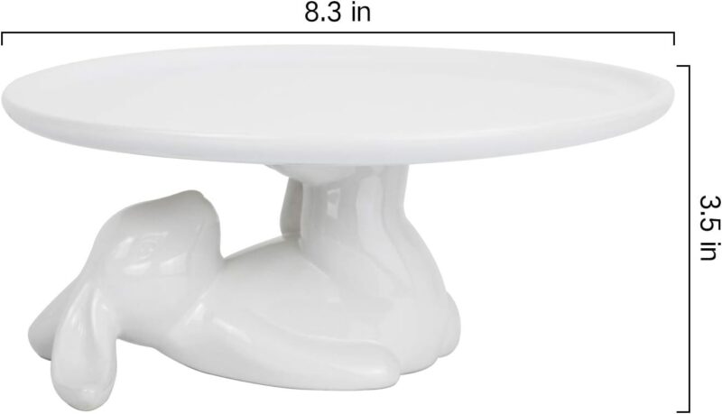 LA JOLIE MUSE Cupcake Stand, Easter Decorations, Ceramic Dessert Plates for Eggs and Cookies, Bunny Candy Dish Gifts, 8.3 Inch White - Image 7