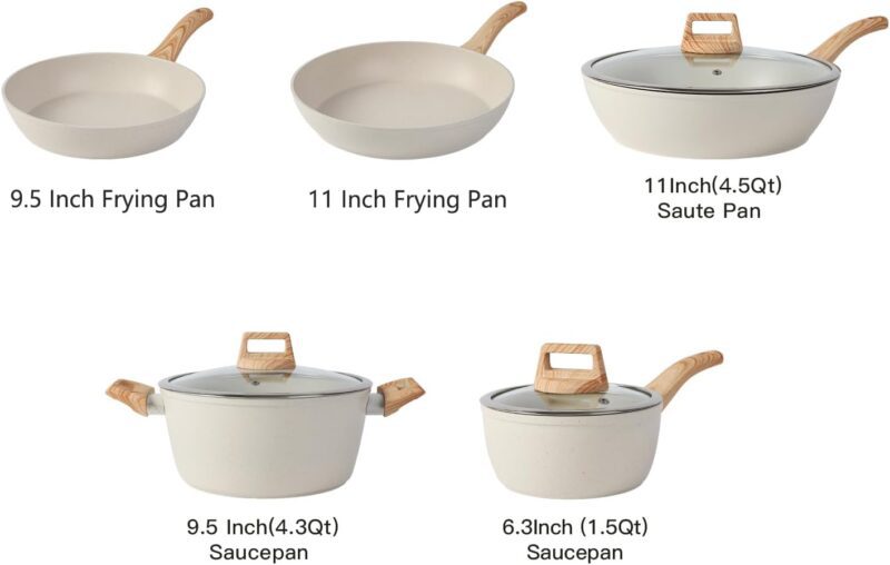 16PCS Pots and Pans Set Non Stick Cookware Set Nonstick with Cooking Set (white, 16pieces) - Image 2