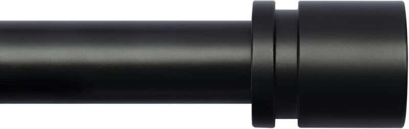 Curtain Rods for Windows 16 to 88 Inches Adjustable Length 1 Inch Diameter Window Curtain Rod with Aluminium Finials, Black