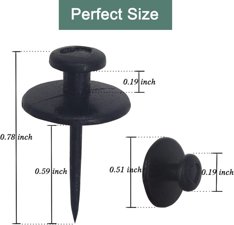 30 PCS Push Pins Picture Hangers Wall Hooks, Double Headed Thumb Tacks for Wall Hangings, Renter Friendly Decor Small Picture Frame Hangers for Drywall Cork Board Home Office Photo Decorations(Black) - Image 3