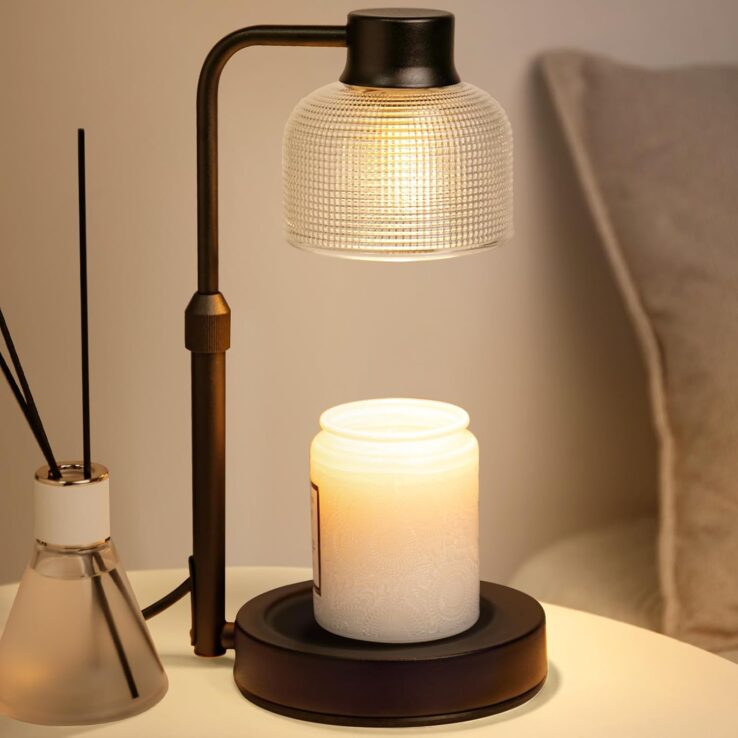 KLL Candle Warmer Lamp with Timer: Adjustable Height Dimmable Candle Warmer 24-Hour Cycle Timer for Mom Home Decor House Warming Gifts New Home