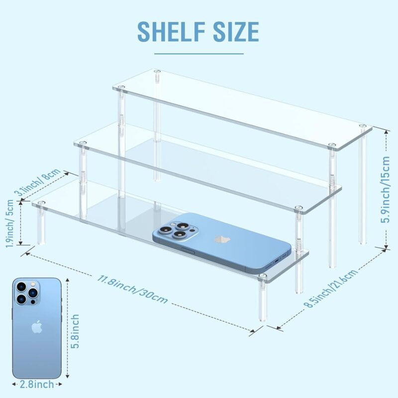 Acrylic Display Risers, 3 Tier Perfume Organizer Stand, Clear Cupcake Stand Holder, Large Shelf Risers for Figures, Dessert Shelves for Party, Riser Stand for Decoration and Organizer - Image 2