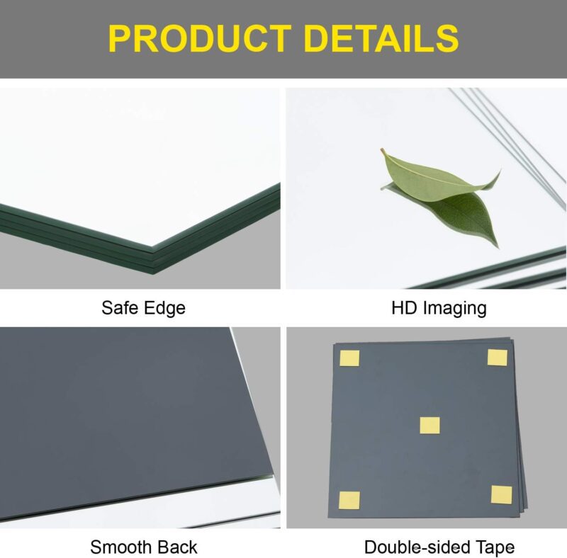 Ruomeng Home Gym Mirrors 12 Inch x 12Pcs Wall Mounted Mirror Glass Frameless Full Length Mirror Tiles for Home Gym, Bedroom, Door & Bathroom - Image 6