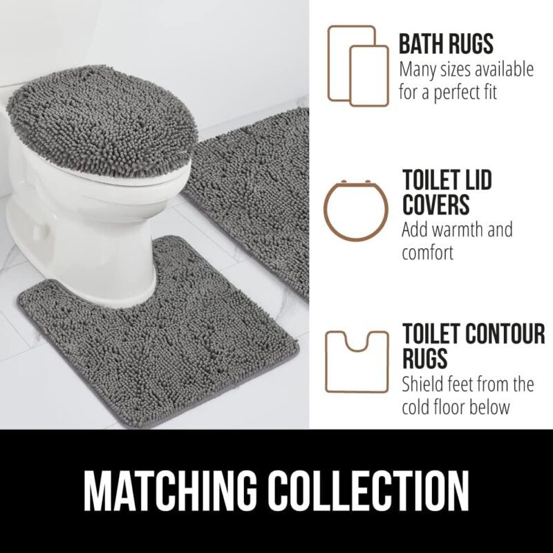 Gorilla Grip Bath Rug Mat, Thick Soft Absorbent Chenille, Quick Dry Microfiber Mats, Rubber Backing Machine Washable Shower Floor Rugs, Bathmat Runner, Bathroom Home Decor Accessories, 24x17, Grey - Image 8