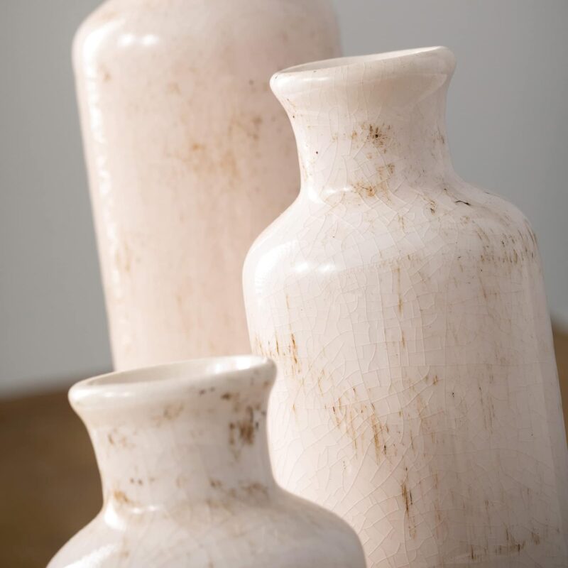 Sullivans White Ceramic Vase Set, Farmhouse Decor, Home Decorative Vase, Vases For Your Kitchen, Bedroom, Office, Living Room, Bathroom, & Shelf Centerpiece Table Decorations (CM2333) - Image 5