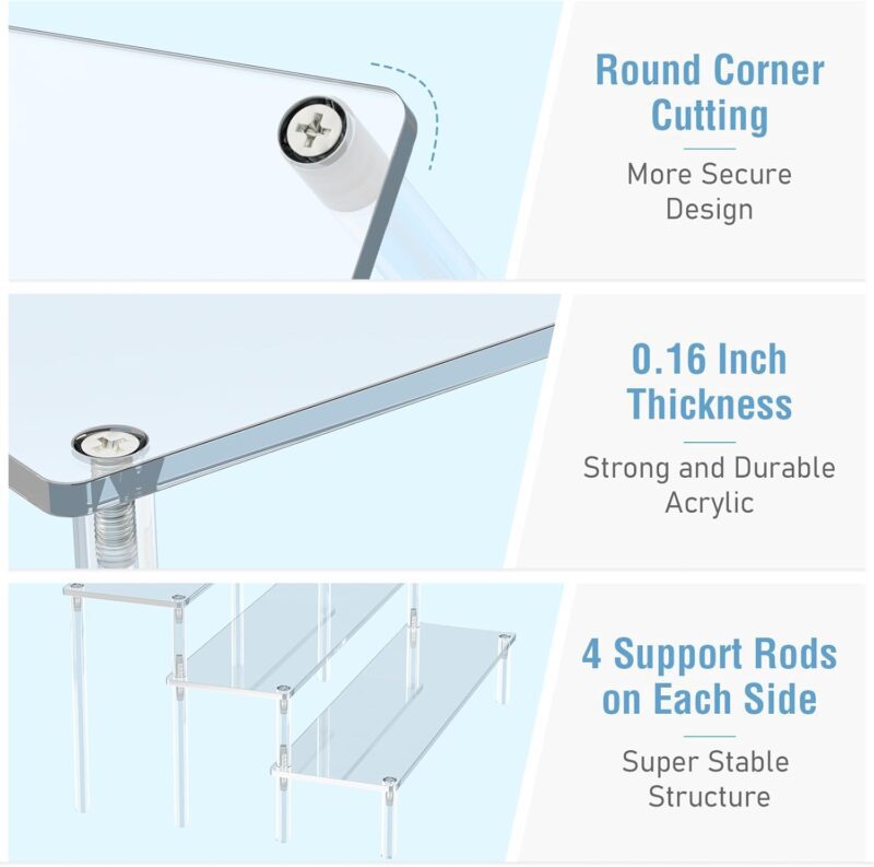 Acrylic Display Risers, 3 Tier Perfume Organizer Stand, Clear Cupcake Stand Holder, Large Shelf Risers for Figures, Dessert Shelves for Party, Riser Stand for Decoration and Organizer - Image 3