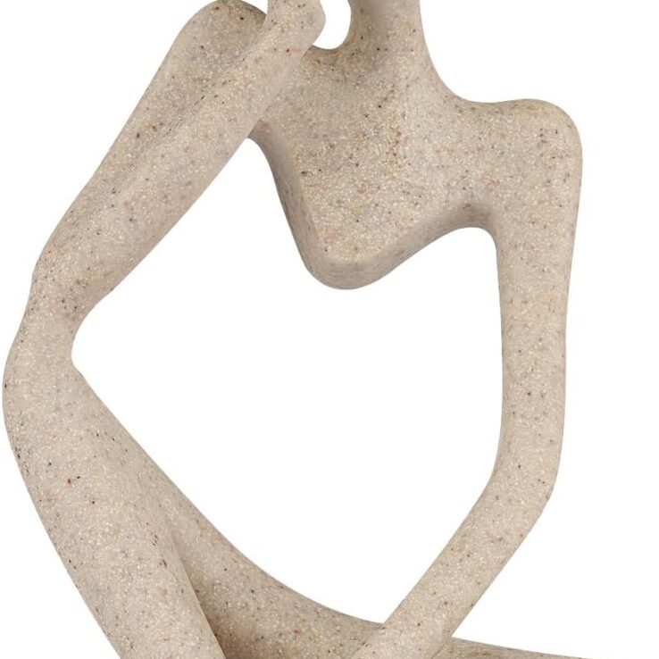 Sandstone Resin Thinker Style Abstract Sculpture Statue Collectible Figurines Home Office Bookshelf Desktop Decor(Small Sandstone,Left)