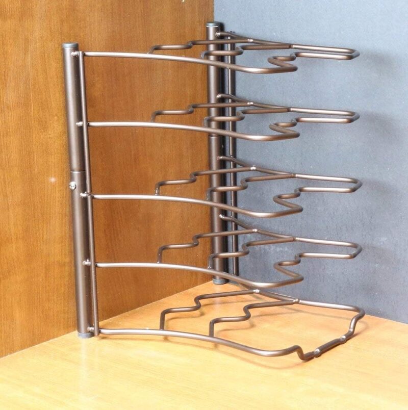 Deco Brothers Pan Organizer Rack for Kitchen Cabinet and Counter, Bronze - Image 5