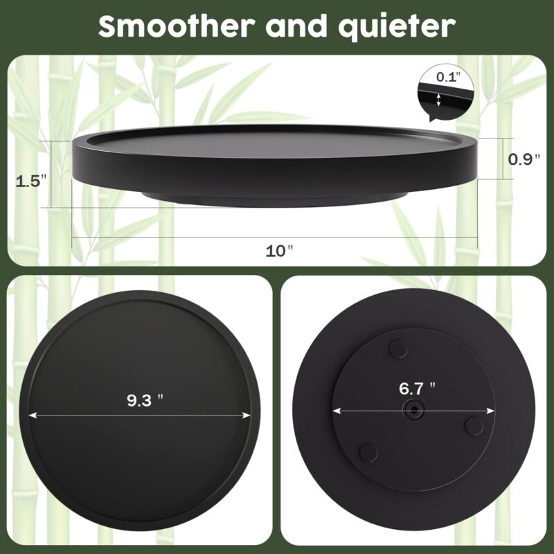 Turntable Vanity Tray 10 Inch for Perfume Candle, Bamboo Kitchen Sink Countertop Organizer Keep Glass, Sponge and Soap Bathroom Coffee Table Decorative Black (VFLZ) - Image 4