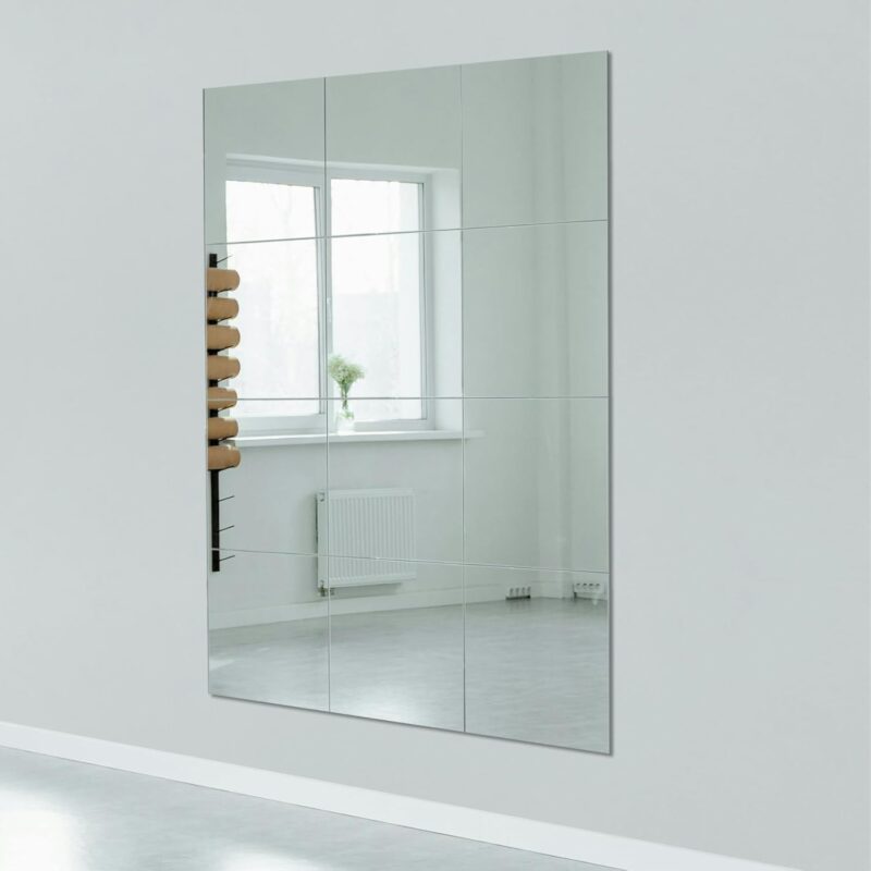 Ruomeng Home Gym Mirrors 12 Inch x 12Pcs Wall Mounted Mirror Glass Frameless Full Length Mirror Tiles for Home Gym, Bedroom, Door & Bathroom - Image 3