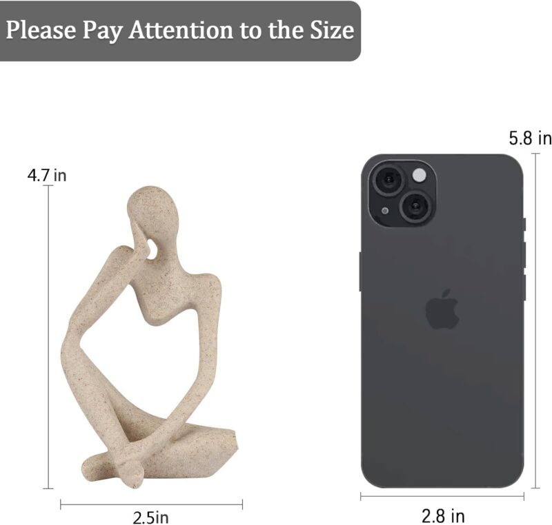 Sandstone Resin Thinker Style Abstract Sculpture Statue Collectible Figurines Home Office Bookshelf Desktop Decor(Small Sandstone,Left) - Image 2
