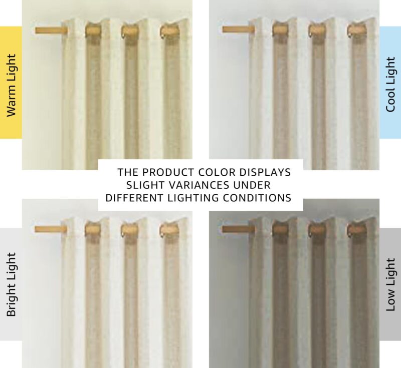 NICETOWN Natural Linen Curtains 84 inch Long 2 Panels Set, Grommet Top Thick Linen Burlap Semi Sheer Vertical Drapes Privacy Assured with Light Filtering for Bedroom/Living Room, W55 x L84 - Image 2