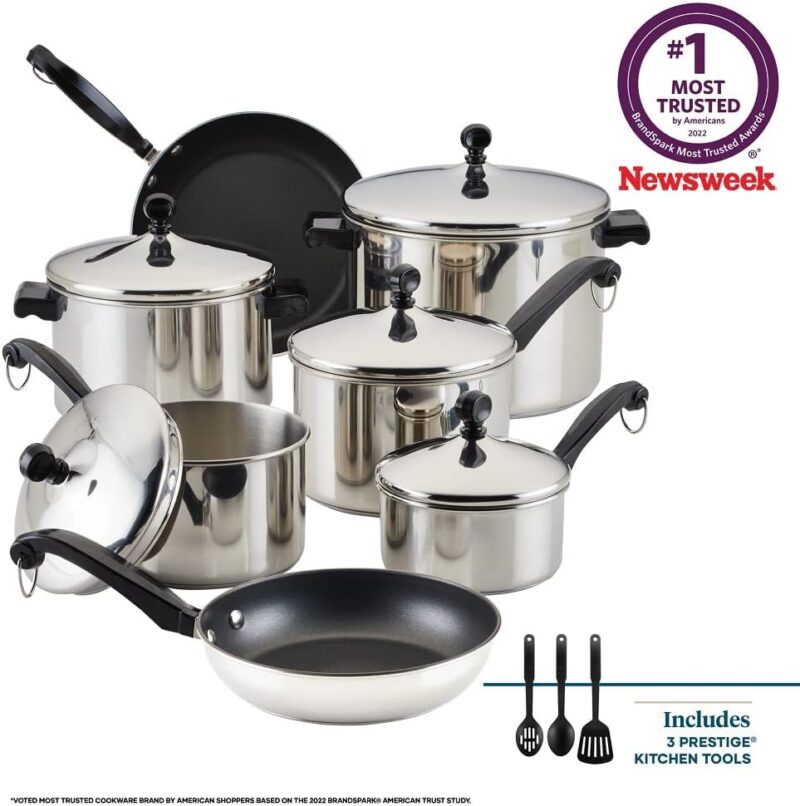 Farberware Classic Stainless Steel Cookware Pots and Pans Set, 15-Piece,50049,Silver - Image 18