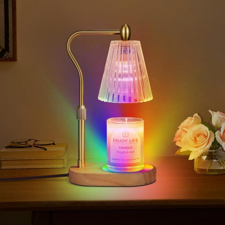 Candle Warmer Lamp with 8 Colors LED Changing,with Timer Dimmer Adjustable Height,Mothers Day Gifts,Vintage Home Decor