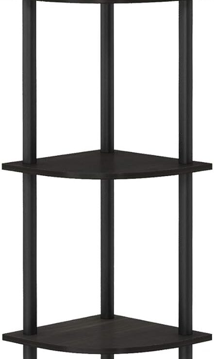 Furinno Turn-N-Tube 5 Tier Corner Display Rack Multipurpose Shelving Unit, 1-Pack, Espresso/Black