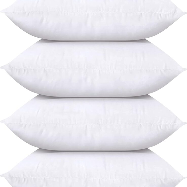 Utopia Bedding Throw Pillows (Set of 4, White), 18 x 18 Inches Pillows for Sofa, Bed and Couch Decorative Stuffer Pillow