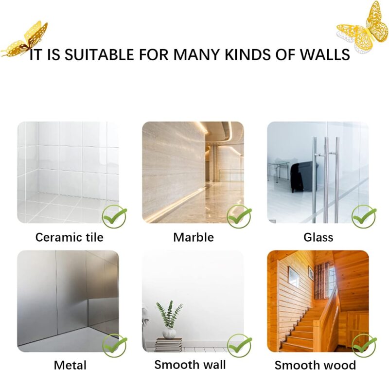 SAOROPEB 3D Butterfly Wall Decor - 48 Pcs, 4 Styles, 3 Sizes, Gold Butterfly Decorations for Birthday & Party Celebrations, Removable Stickers - Image 7