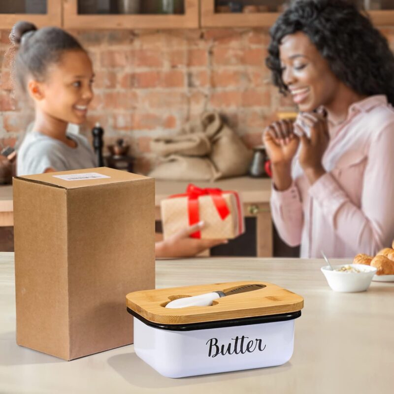 LANDNEOO Butter Dish with Lid and Butter Curler Knife - Unbreakable Stainless Steel Keeper Container with Double Silicone Sealing, for Kitchen Farmhouse Decor - Image 6