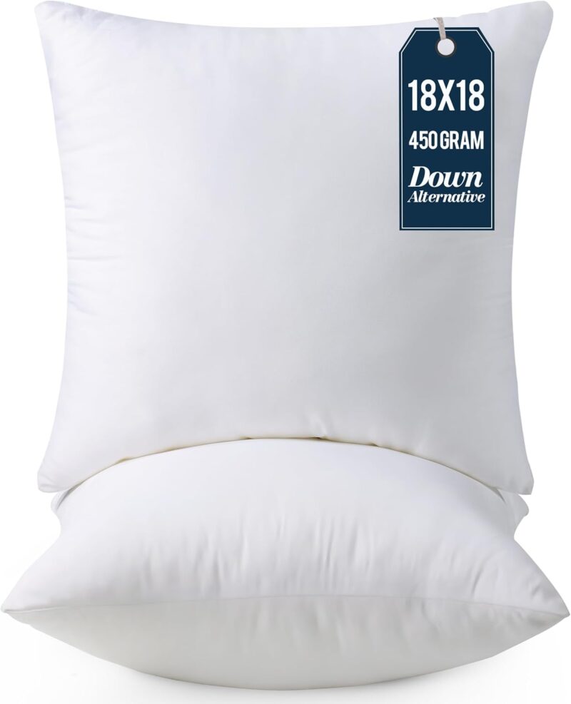 Utopia Bedding Throw Pillows Insert (Pack of 2, White) - 18 x 18 Inches Bed and Couch Pillows - Indoor Decorative Pillow
