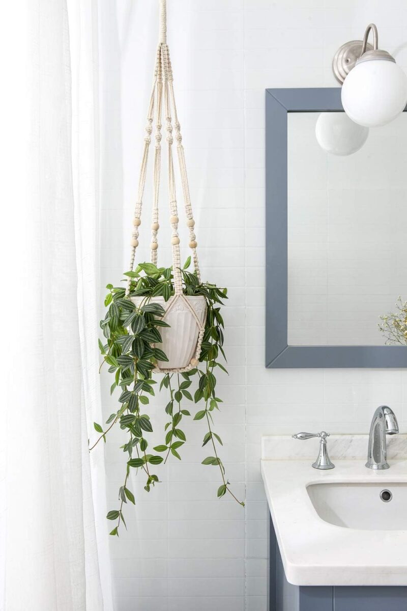 Mkono Macrame Plant Hanger Indoor Hanging Planter Basket with Wood Beads Decorative Flower Pot Holder No Tassels for Indoor Outdoor Boho Home Decor 35 Inch, Ivory, Set of 1 (POTS NOT Included) - Image 8