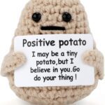 Mini Funny Knitted Wool Potato Toy with Positive Card - Creative Cute Crochet Doll Cheer Up Gift for Friends, Parties, Christmas Decoration and Encouragement