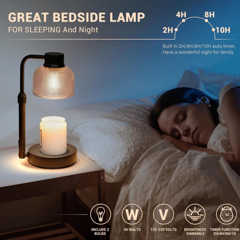 KLL Candle Warmer Lamp with Timer: Adjustable Height Dimmable Candle Warmer 24-Hour Cycle Timer for Mom Home Decor House Warming Gifts New Home - Image 7