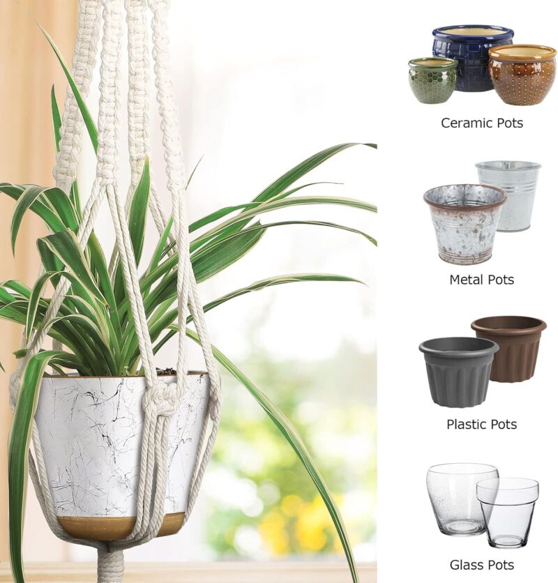 MIPON 3 Pack Macrame Plant Hanger Indoor Hanging Planter for Plants Holder with 3 Hooks, Different Size for Boho Home Decor,Ivory(POTS NOT Included) - Image 3