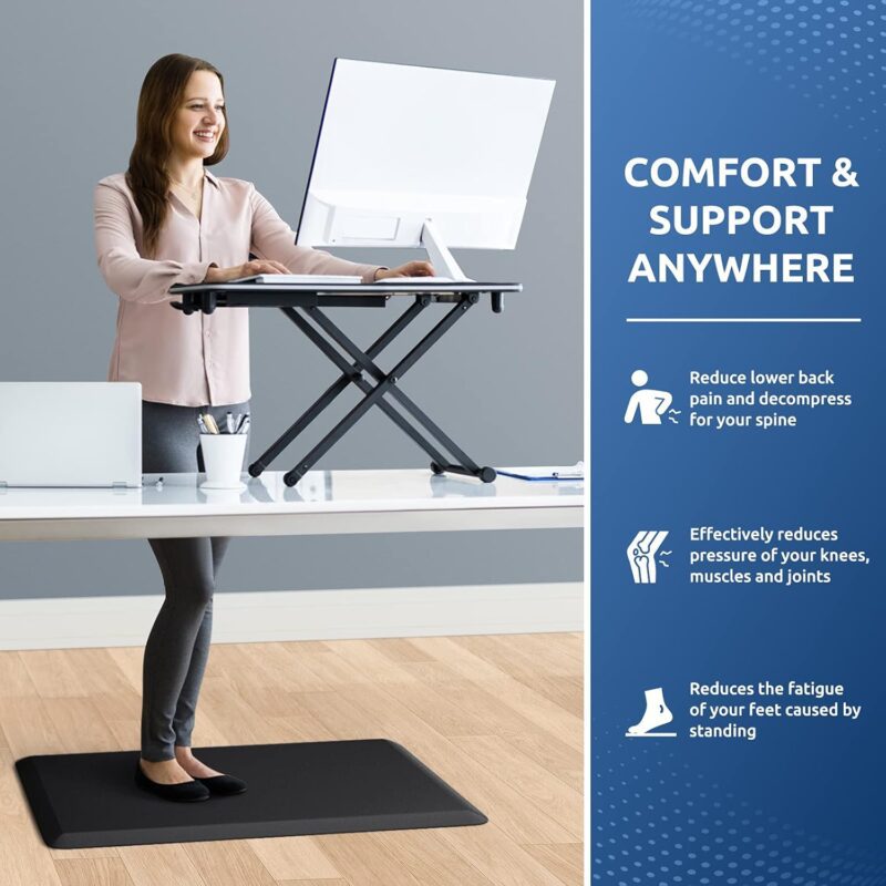 KitchenClouds Kitchen Mat Cushioned Anti Fatigue Rug 17.3"x28" Waterproof, Non Slip, Standing and Comfort Desk/Floor Mats for House Sink Office (Black) - Image 4