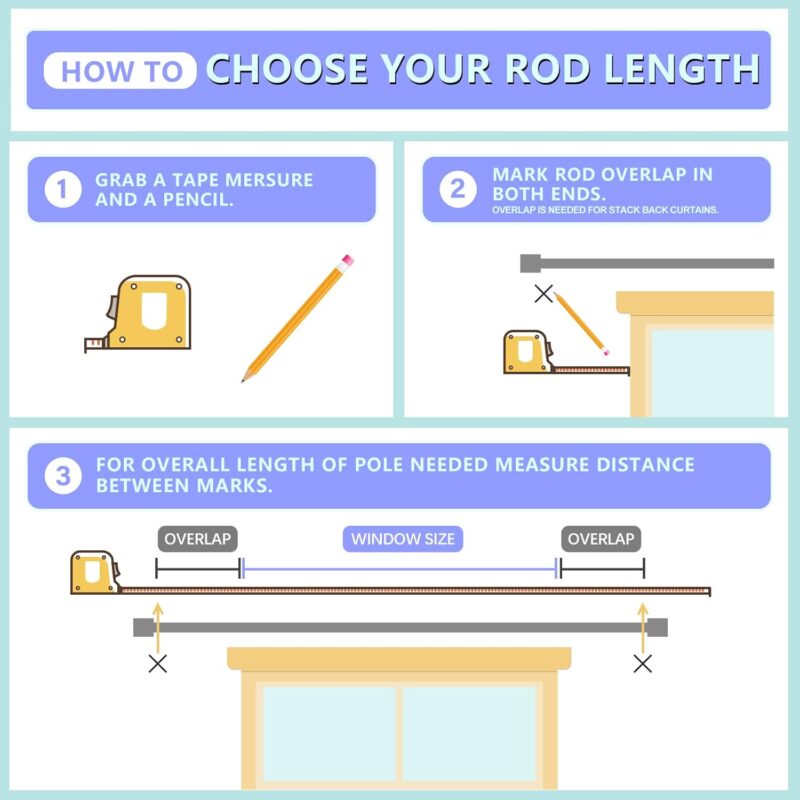 Curtain Rods for Windows 16 to 88 Inches Adjustable Length 1 Inch Diameter Window Curtain Rod with Aluminium Finials, Black - Image 6