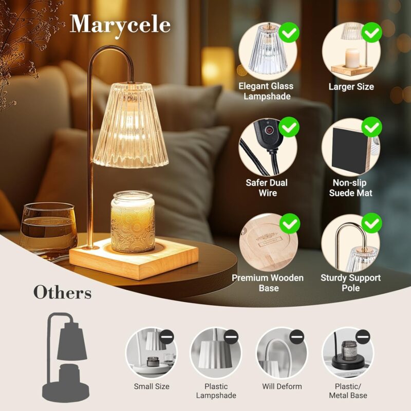 Candle Warmer Lamp with Timer Dimmer, Mothers Day Birthday Gifts for Mom Women Friend Sister, House Warming Gifts New Home Decor, Wax Melt Warmer with 2 Bulbs for Jar Candles - Image 3