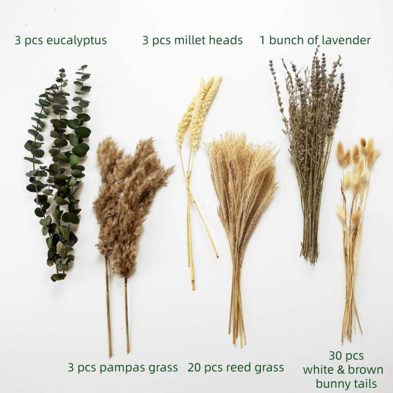 Dried Flowers Bouquet, 17" Dried Pampas Grass Decor Inc Lavender Eucalyptus DIY Floral Arrangements for Home Office Decoration,Wedding centerpieces - Image 5