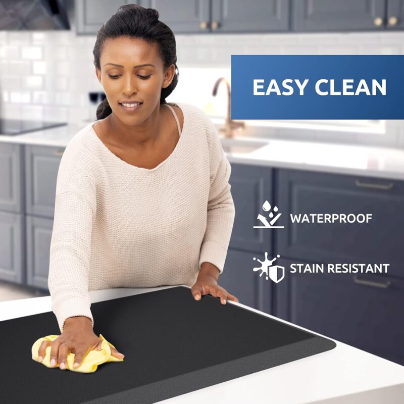 KitchenClouds Kitchen Mat Cushioned Anti Fatigue Rug 17.3"x28" Waterproof, Non Slip, Standing and Comfort Desk/Floor Mats for House Sink Office (Black) - Image 3