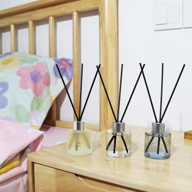 3 Pack Fragrance Reed Diffuser, 50ML Lavender Jasmine Lemongrass Aromatherapy Diffuser Set with 12 Black Fiber Sticks,Air Freshener for Bedroom Bathroom Office, 8.2X 6.6X 2.1 inch - Image 8