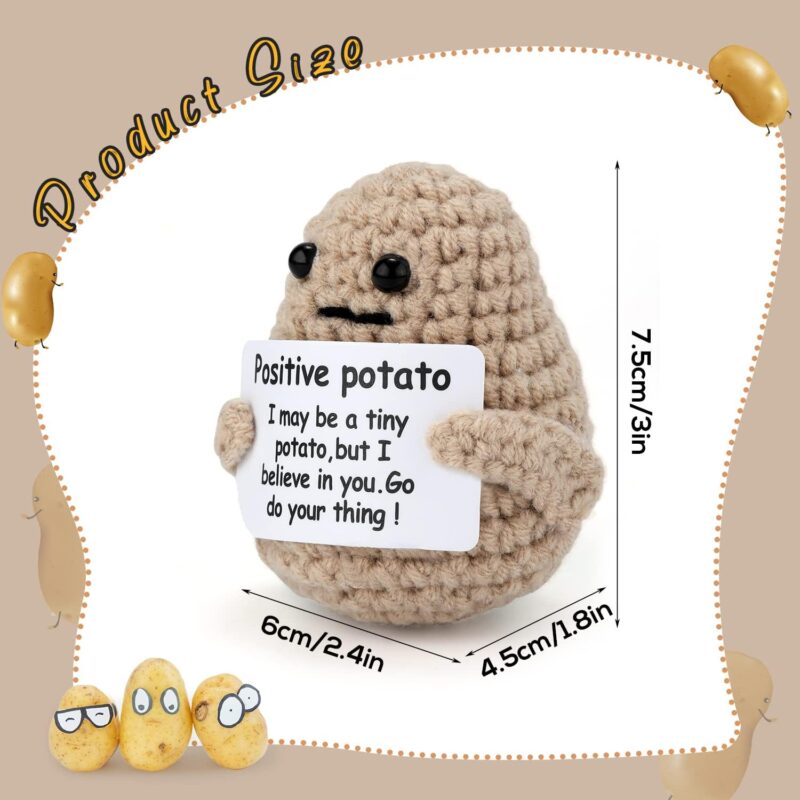 Mini Funny Knitted Wool Potato Toy with Positive Card - Creative Cute Crochet Doll Cheer Up Gift for Friends, Parties, Christmas Decoration and Encouragement - Image 2