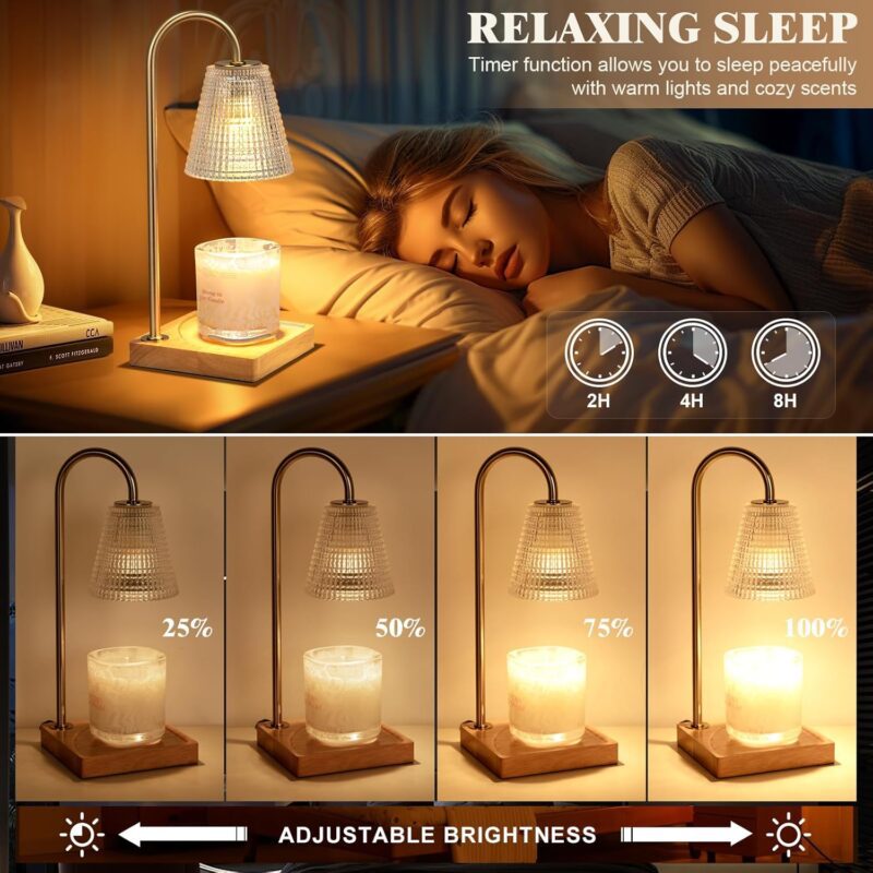 Hong-in Candle Warmer Lamp with Timer Dimmer,Mothers Day Birthday Gifts for Women Mom,House Warming Gifts New Home Room Decor,Wax Warmer for Scented Wax Jar Candles - Image 3
