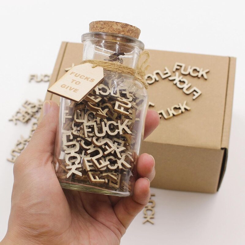 fuck jar（5oz）Gift Jar,Fucks to Give,Fuck Wooden Cutout Letter Piece Bad Mood Vent Spoof Birthday Day,Holiday, Thanksgiving Christmas Gifts to Friend,gag Funny Gift - Image 2