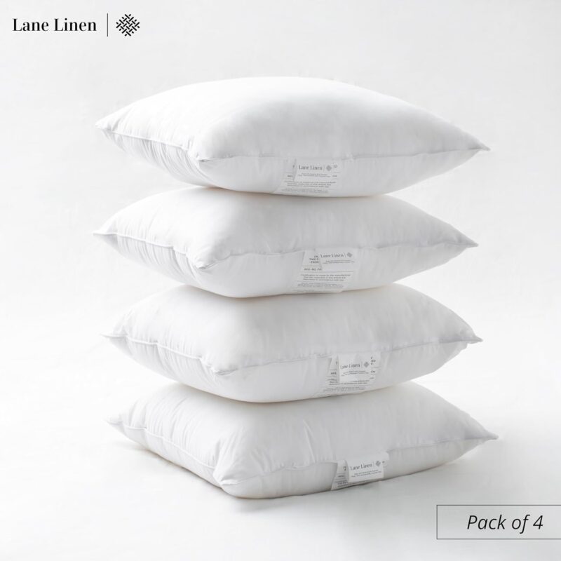 LANE LINEN 4 Pack 18x18 White Throw Pillow Inserts for Decorative Pillow Covers, Couch Pillows for Living Room, Fluffy Pillows for Bed - Image 2