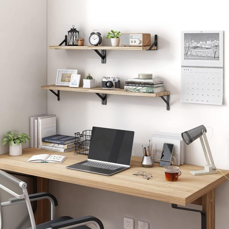 YGEOMER Floating Shelves for Wall Different Sizes Farmhouse Wall Shelf for Bedroom, Bathroom Storage, Living Room and Kitchen Decor(Set of 4) - Image 6