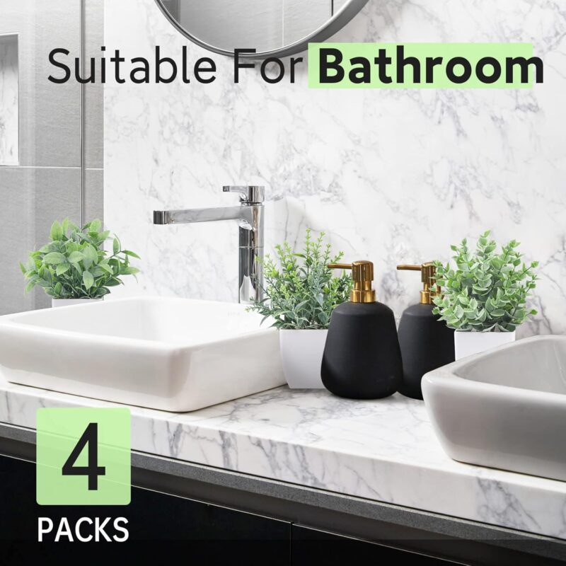 Der Rose 4 Pack Fake Plants Mini Artificial Greenery Potted Plants for Home Decor Indoor Office Table Room Farmhouse Bathroom Decor - Image 5