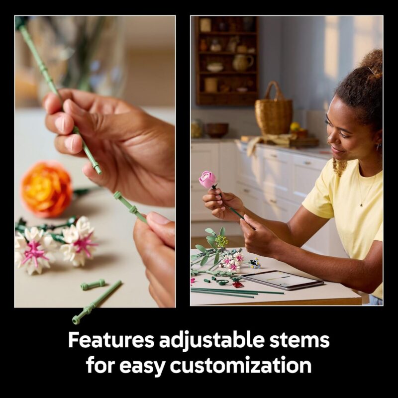 LEGO Botanicals Pretty Pink Flower Bouquet Building Set for Adults - Artificial Flowers for Home Decor, Centerpieces for Tables - Gift for Mother's Day - 10342 - Image 4