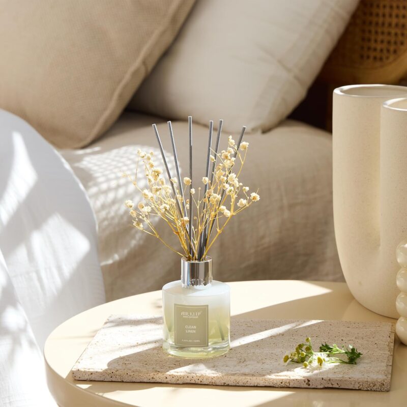 Airkeep Reed Diffuser Set,3.38 fl oz (100 ml) - Clean Linen Oil Diffusers with 8 Reed Sticks,Home Fragrance Reed Diffuser for Bathroom Shelf Decor - Image 3
