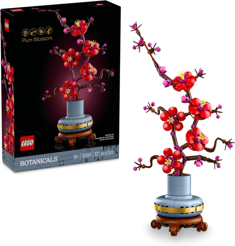 LEGO Botanicals Plum Blossom Building Set for Adults - Artificial Flower for Dinner Table Centerpiece, Living Room Home Decor, Ages 18+ - Gift for Mother's Day - DIY Craft Kit - 10369