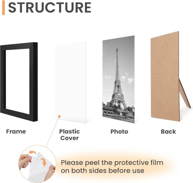 upsimples 10 Pack Picture Frames Collage Wall Decor for Mounting or Tabletop Display, Photo Gallery Frame Set for Family, Multi Sizes Including 8x10, 5x7, 4x6, Black - Image 7