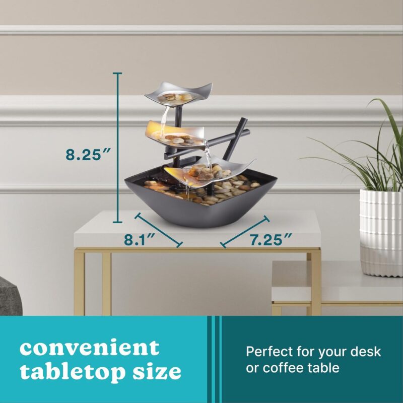 Homedics Tabletop Water Fountain, Home Décor Soothing Sound Machine - Automatic Pump, Deep Basin & Natural River Rocks. Indoor Zen Relaxation for Office, Living Room, or Bedroom, 8.25” Tall - Image 7