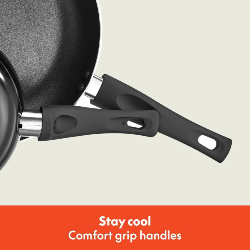 bella Cookware Set, 12 Piece Pots and Pans with Utensils, Nonstick PFOA Free Scratch Resistant Cooking Surface Compatible with All Stoves, Nylon and Aluminum, Black - Image 6
