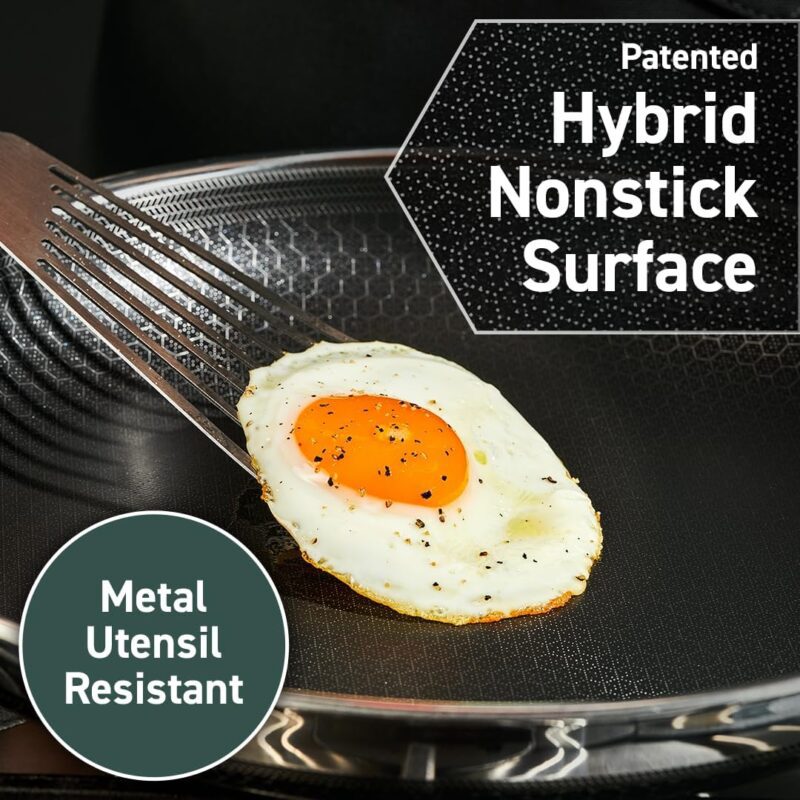 HexClad Hybrid Nonstick 10-Inch Frying Pan, Stay-Cool Handle, Dishwasher-Friendly, Oven-Safe Up to 900°F, Induction-Ready, Compatible with All Cooktops - Image 4